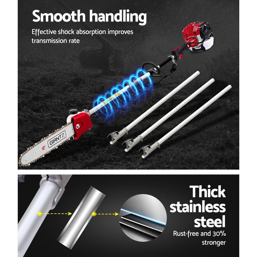 Giantz 65cc Petrol Pole Chainsaw Pruners 2 Stroke Long Chainsaws Hedge trimmer Brush Cutter Chain Saw Whipper Snipper Multi Tool-Tools > Power Tools-PEROZ Accessories