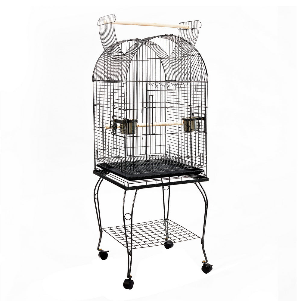 i.Pet Large Bird Cage with Perch - Black-Pet Care > Bird-PEROZ Accessories