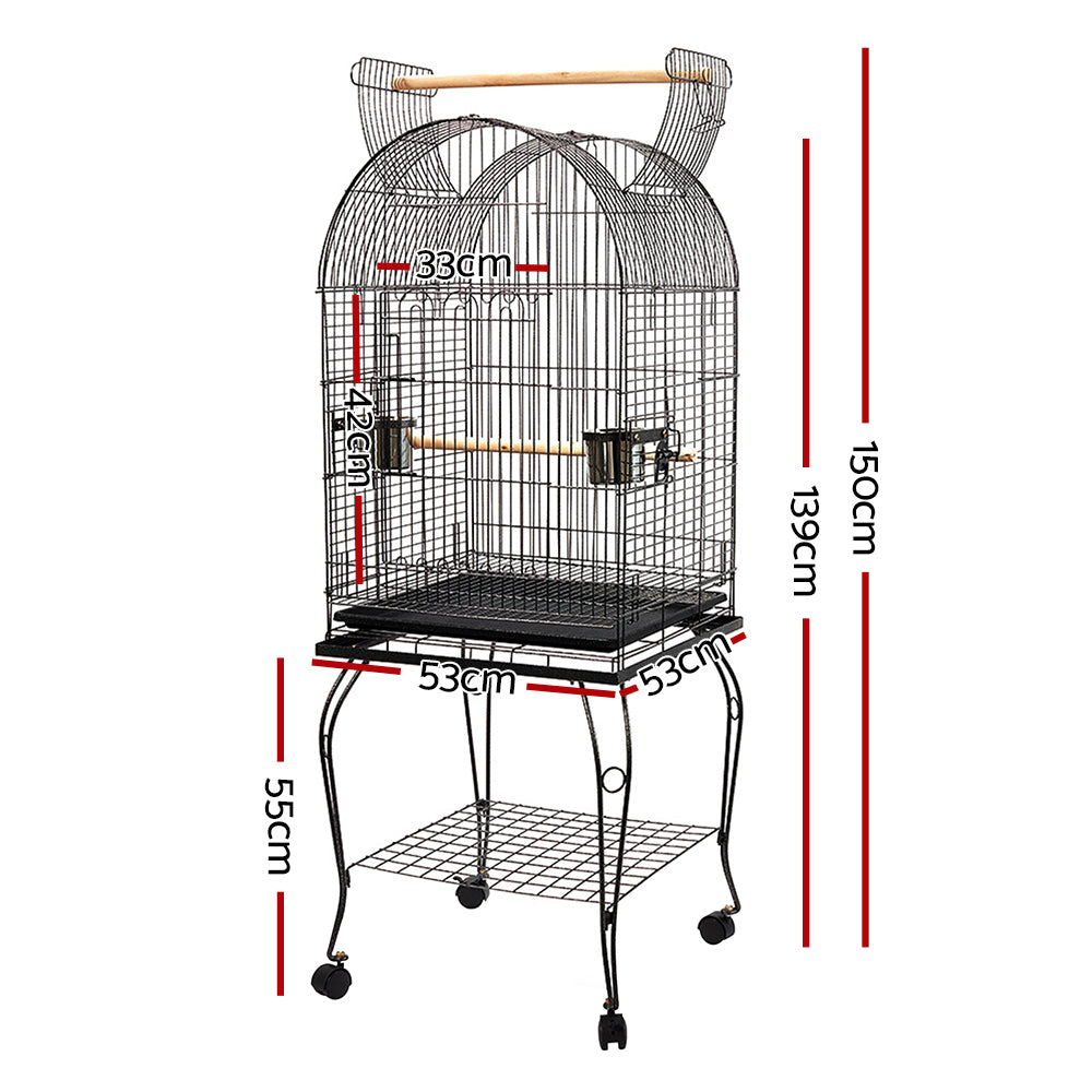 i.Pet Large Bird Cage with Perch - Black-Pet Care > Bird-PEROZ Accessories