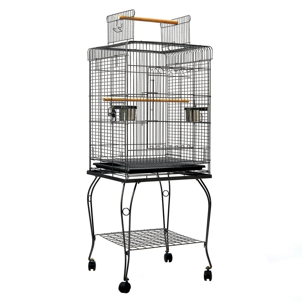 i.Pet Large Bird Cage with Perch - Black-Pet Care > Bird-PEROZ Accessories
