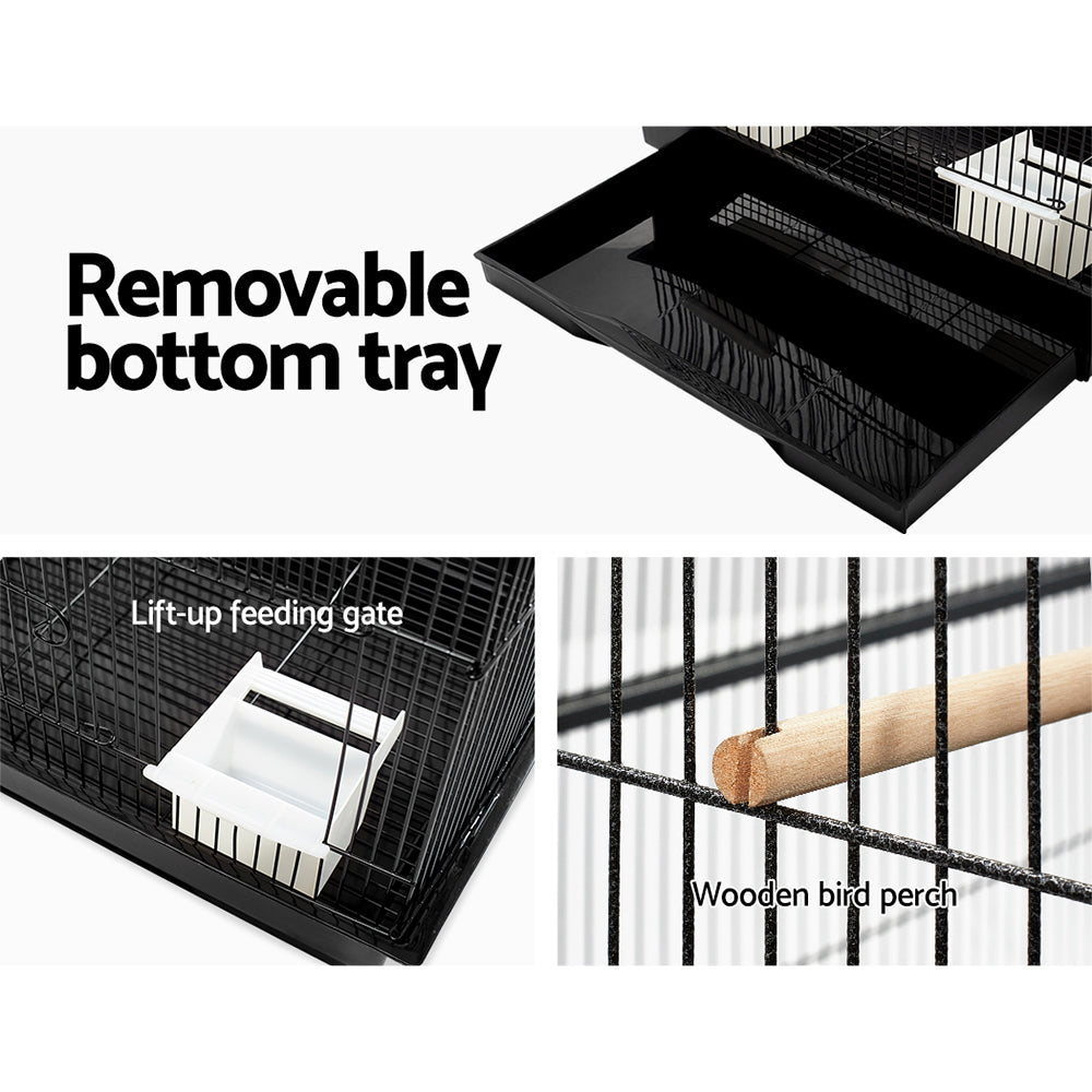 i.Pet Medium Bird Cage with Perch - Black-Pet Care > Bird-PEROZ Accessories