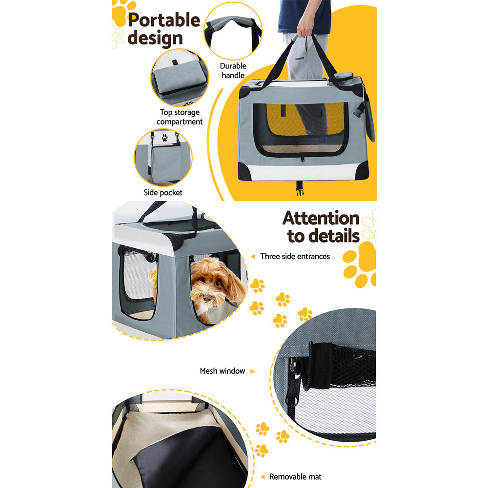 i.Pet Pet Carrier Large Soft Crate Dog Cat Travel Portable Cage Kennel Foldable-Pet Care > Dog Supplies-PEROZ Accessories