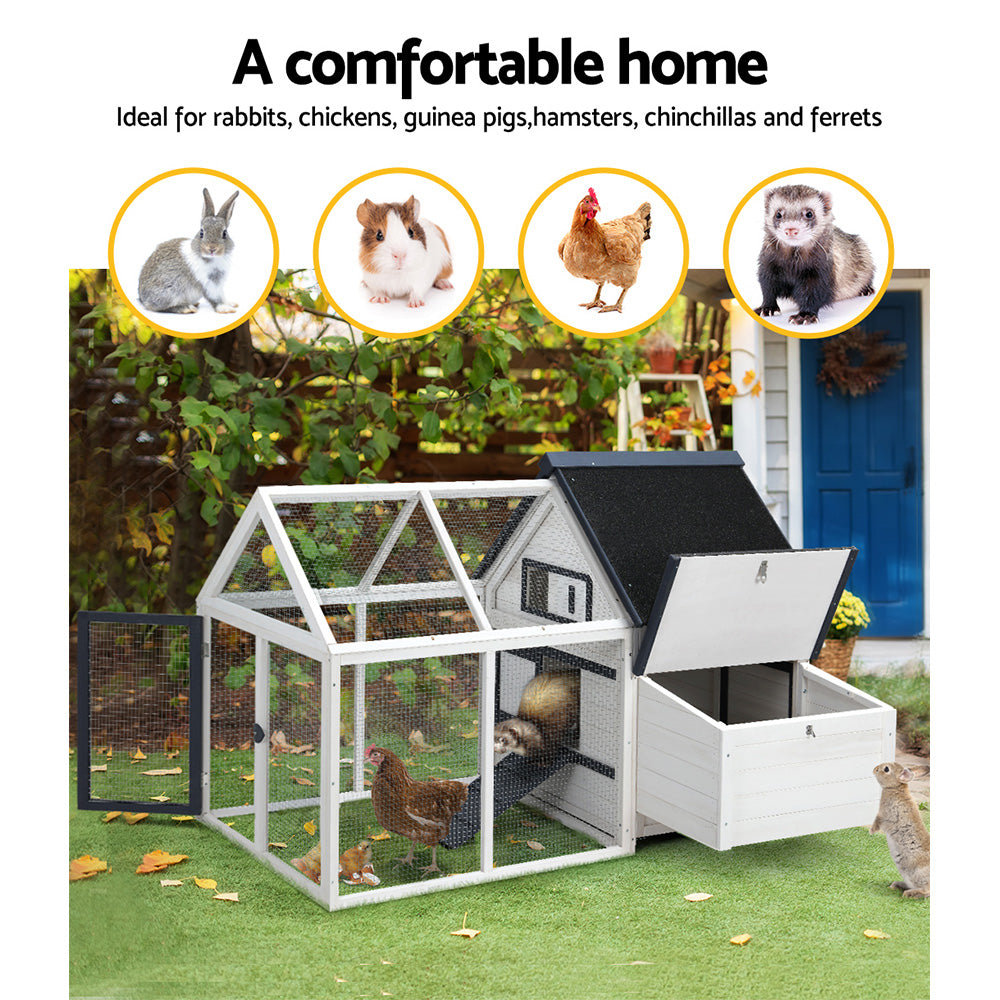 i.Pet Chicken Coop Rabbit Hutch Large House Run Cage XL Pet Hutch Bunny Wooden-Pet Care > Coops & Hutches-PEROZ Accessories