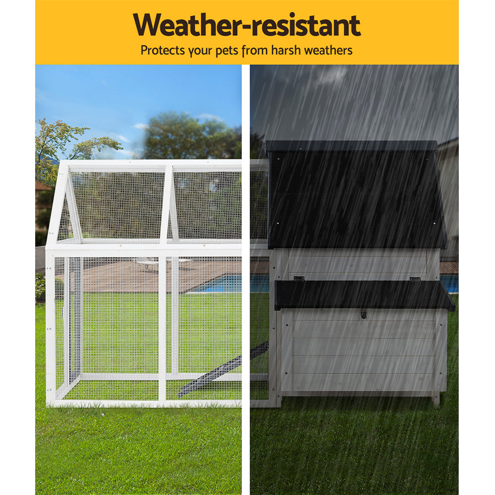 i.Pet Chicken Coop Rabbit Hutch Large House Run Cage XL Pet Hutch Bunny Wooden-Pet Care > Coops & Hutches-PEROZ Accessories