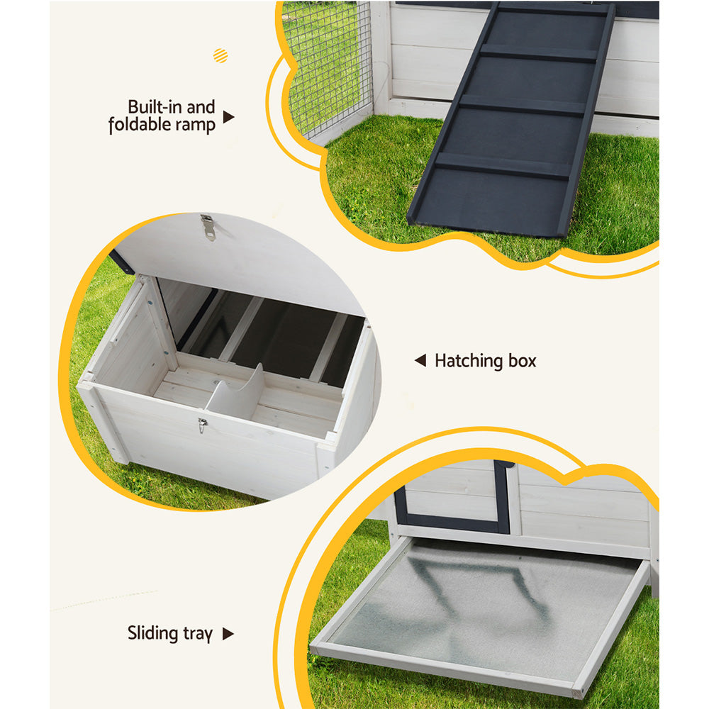 i.Pet Chicken Coop Rabbit Hutch Large House Run Cage XL Pet Hutch Bunny Wooden-Pet Care > Coops & Hutches-PEROZ Accessories