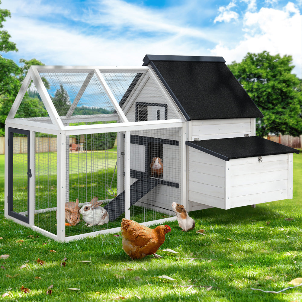 i.Pet Chicken Coop Rabbit Hutch Large House Run Cage XL Pet Hutch Bunny Wooden-Pet Care > Coops & Hutches-PEROZ Accessories