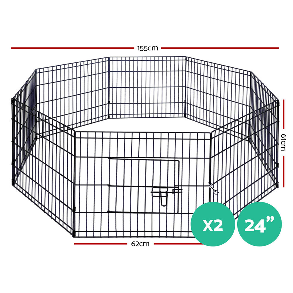 i.Pet Pet Dog Playpen 2X24" 8 Panel Puppy Exercise Cage Enclosure Fence-Pet Care > Dog Supplies-PEROZ Accessories