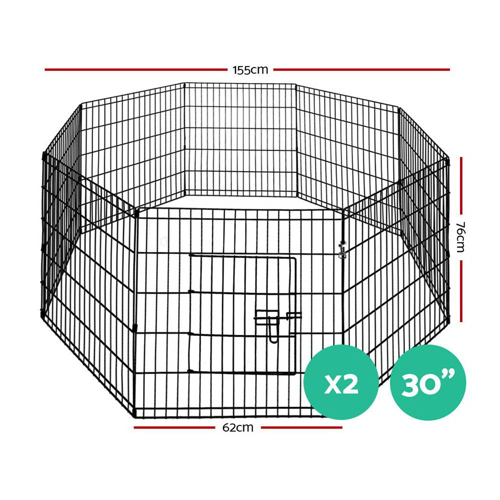 i.Pet Pet Dog Playpen 2X30" 8 Panel Puppy Exercise Cage Enclosure Fence-Pet Care > Dog Supplies-PEROZ Accessories