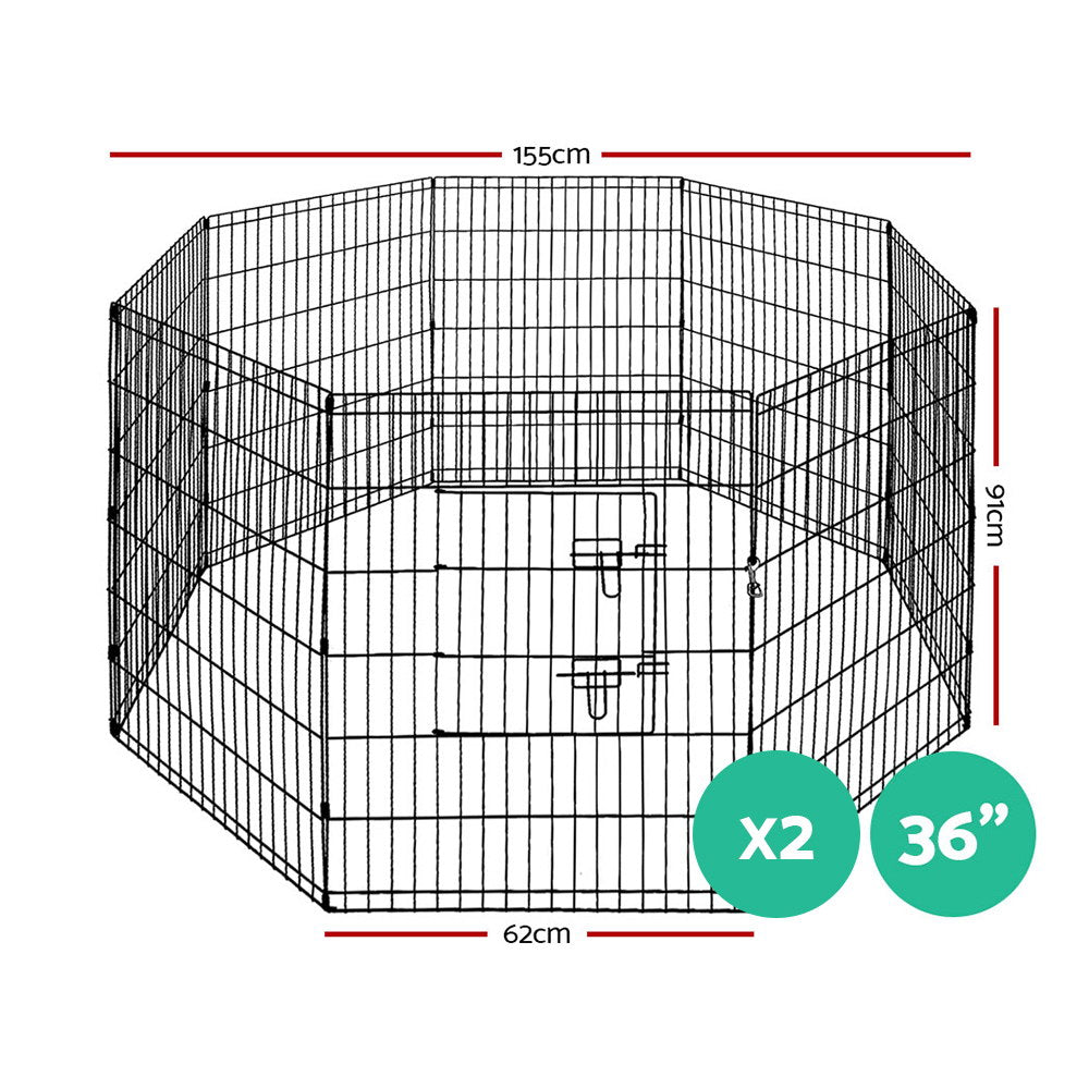 i.Pet Pet Playpen Dog Playpen 2X36" 8 Panel Exercise Cage Enclosure Fence-Pet Care > Dog Supplies-PEROZ Accessories