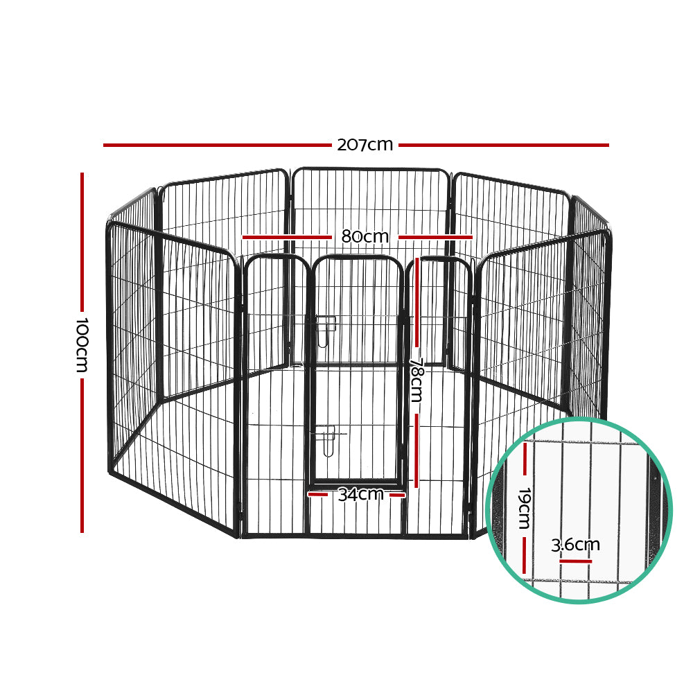 i.Pet Pet Playpen Dog Playpen 40" 8 Panel Puppy Enclosure Fence Cage-Pet Care > Dog Supplies-PEROZ Accessories