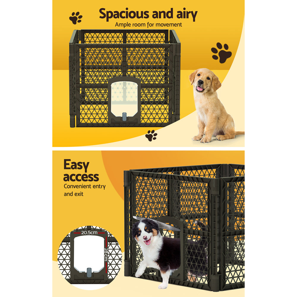 i.Pet Pet Dog Playpen Enclosure 4 Panel Fence Puppy Cage Plastic Play Pen Fold-Pet Care > Toys-PEROZ Accessories