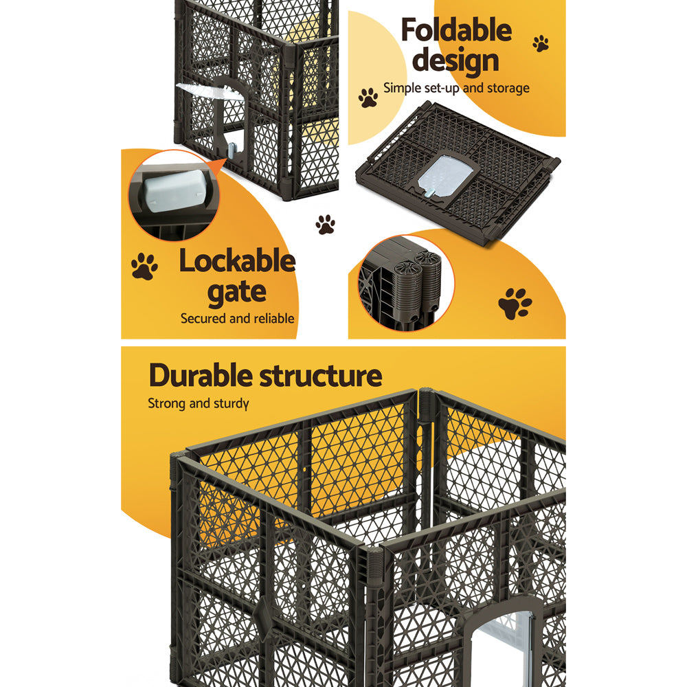 i.Pet Pet Dog Playpen Enclosure 4 Panel Fence Puppy Cage Plastic Play Pen Fold-Pet Care > Toys-PEROZ Accessories