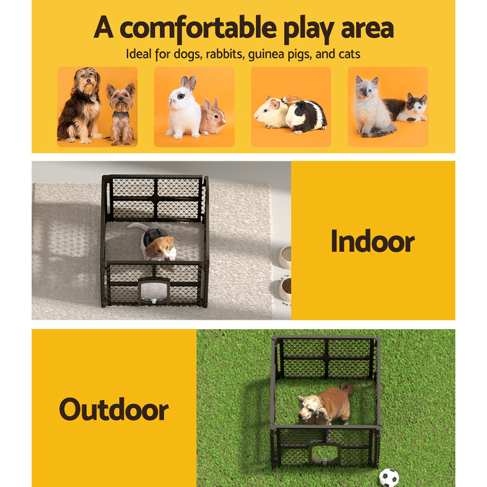 i.Pet Pet Dog Playpen Enclosure 4 Panel Fence Puppy Cage Plastic Play Pen Fold-Pet Care > Toys-PEROZ Accessories