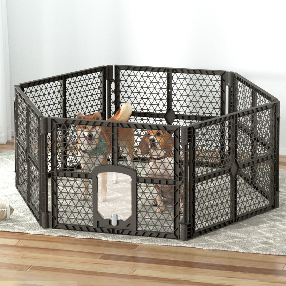i.Pet Pet Dog Playpen Enclosure 6 Panel Fence Puppy Cage Plastic Play Pen Fold-Pet Care > Toys-PEROZ Accessories