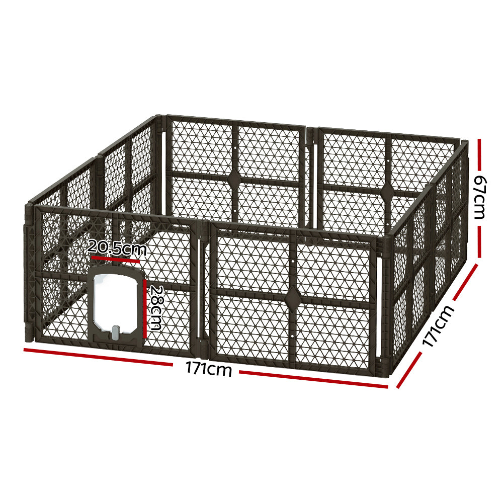 i.Pet Pet Dog Playpen Enclosure 8 Panel Fence Puppy Cage Plastic Play Pen Fold-Pet Care > Dog Supplies-PEROZ Accessories