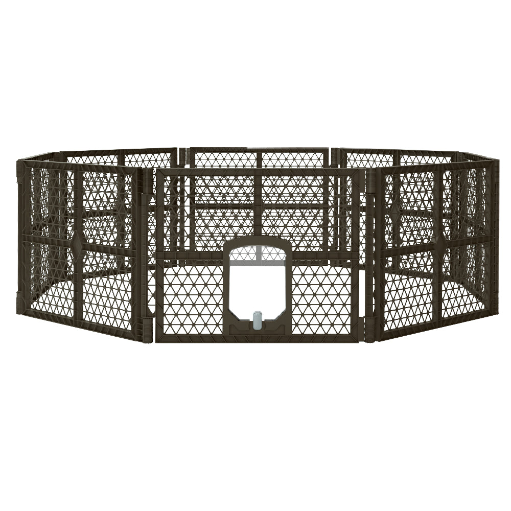 i.Pet Pet Dog Playpen Enclosure 8 Panel Fence Puppy Cage Plastic Play Pen Fold-Pet Care > Dog Supplies-PEROZ Accessories