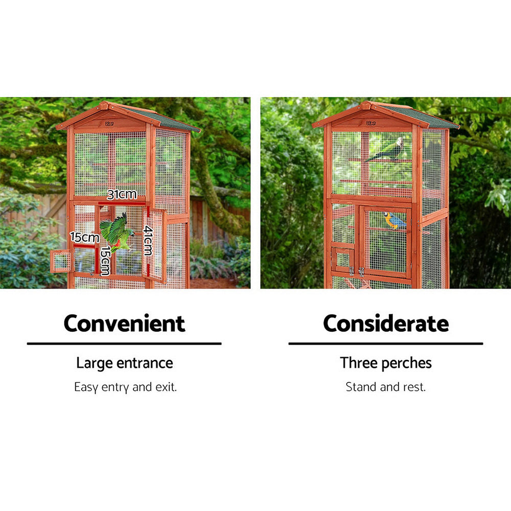 i.Pet Bird Cage Wooden Pet Cages Aviary Large Carrier Travel Canary Cockatoo Parrot XL-Pet Care > Coops & Hutches-PEROZ Accessories