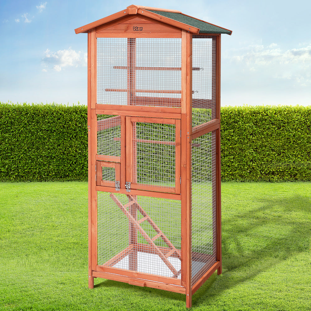 i.Pet Bird Cage Wooden Pet Cages Aviary Large Carrier Travel Canary Cockatoo Parrot XL-Pet Care > Coops & Hutches-PEROZ Accessories