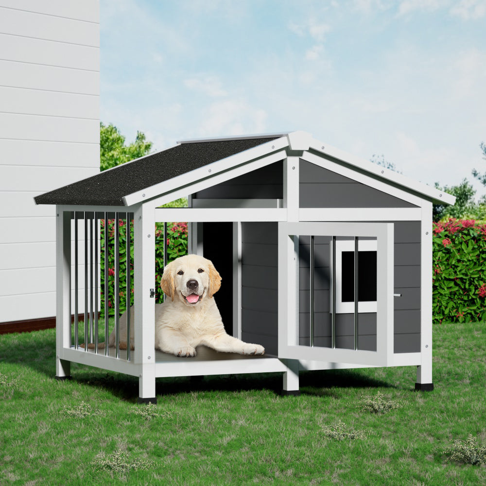 i.Pet Dog Kennel House Large Wooden Outdoor Pet Kennels Indoor Puppy Cabin Home-Pet Care > Dog Supplies-PEROZ Accessories