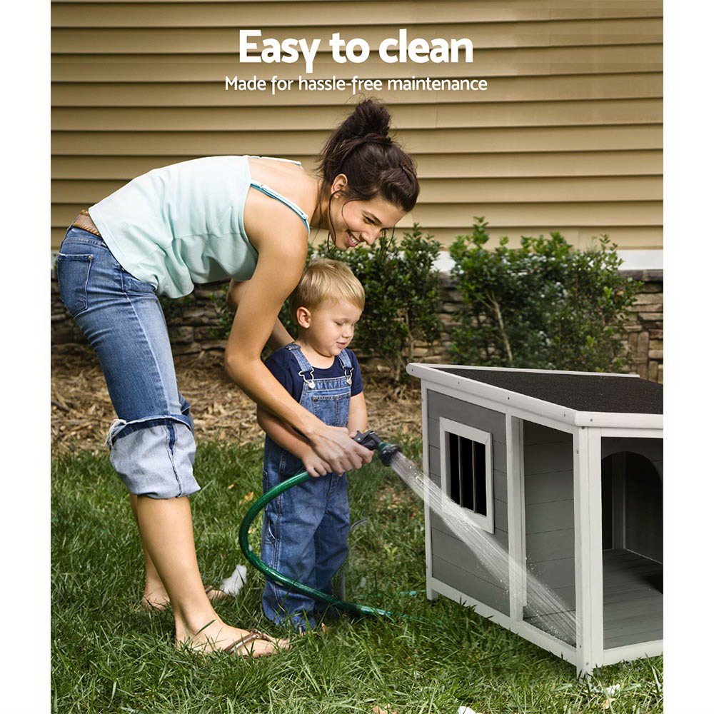 i.Pet Dog Kennel House Large Wooden Outdoor Pet Kennels Indoor Puppy Cabin Log-Pet Care > Dog Supplies-PEROZ Accessories