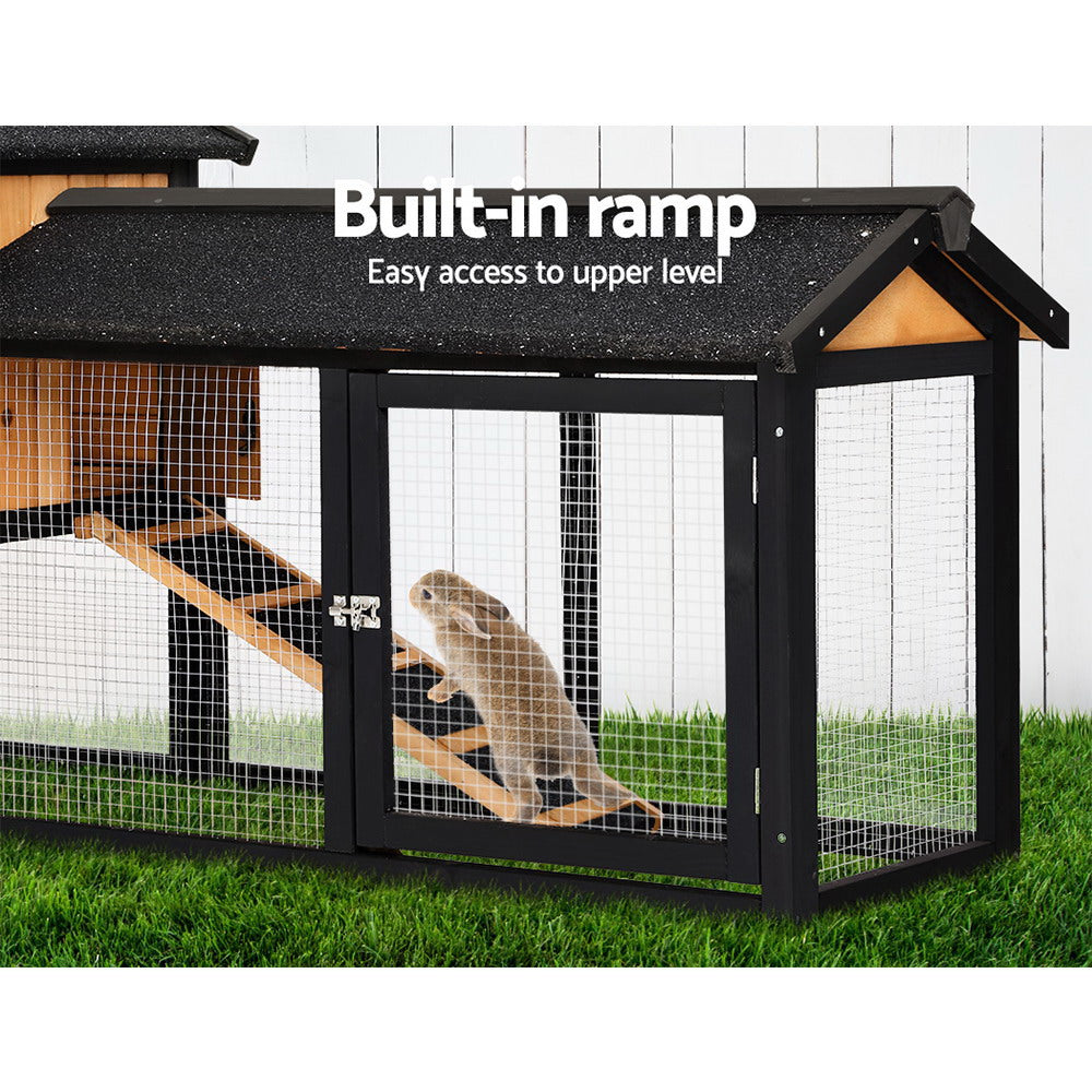 i.Pet Chicken Coop Rabbit Hutch Wooden Cage Pet Hutch 165cm x 52cm x 86cm-Pet Care > Coops & Hutches-PEROZ Accessories