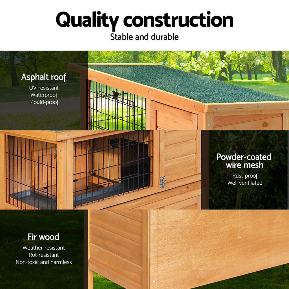 i.Pet Rabbit Hutch Wooden Cage Pet hutch Chicken Coop 91.5cm x 46cm x 116.5cm-Pet Care > Coops & Hutches-PEROZ Accessories