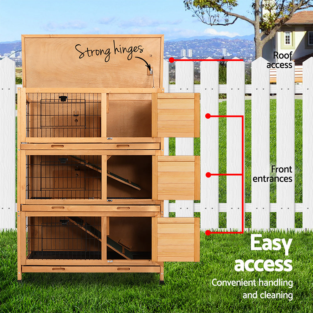 i.Pet Rabbit Hutch Wooden Cage Pet hutch Chicken Coop 91.5cm x 46cm x 116.5cm-Pet Care > Coops & Hutches-PEROZ Accessories
