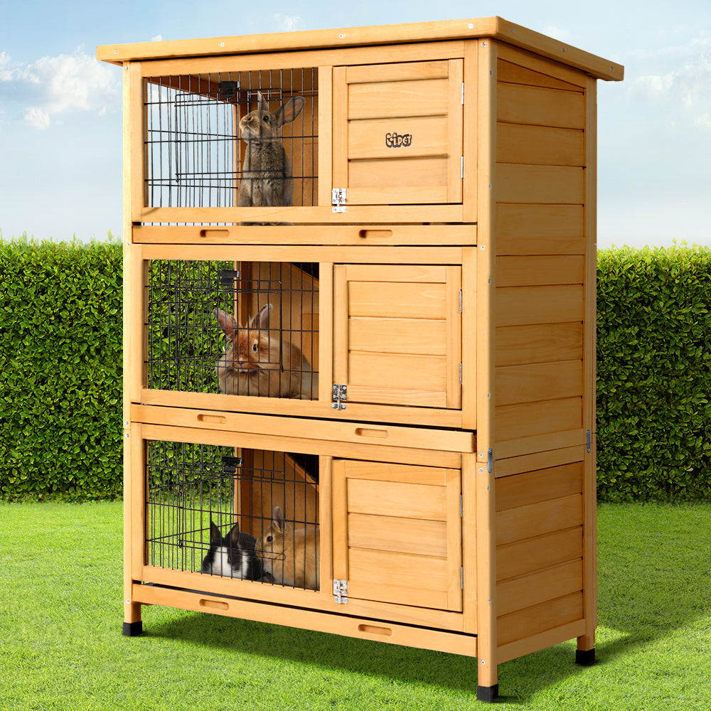 i.Pet Rabbit Hutch Wooden Cage Pet hutch Chicken Coop 91.5cm x 46cm x 116.5cm-Pet Care > Coops & Hutches-PEROZ Accessories