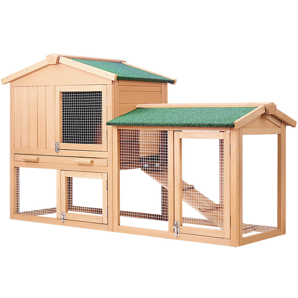 i.Pet Chicken Coop Rabbit Hutch 138cm Wide Wooden Pet Hutch-Pet Care > Coops & Hutches-PEROZ Accessories