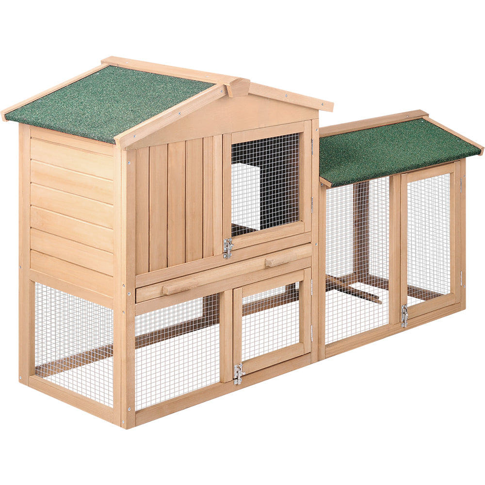 i.Pet Chicken Coop Rabbit Hutch 138cm Wide Wooden Pet Hutch-Pet Care > Coops & Hutches-PEROZ Accessories