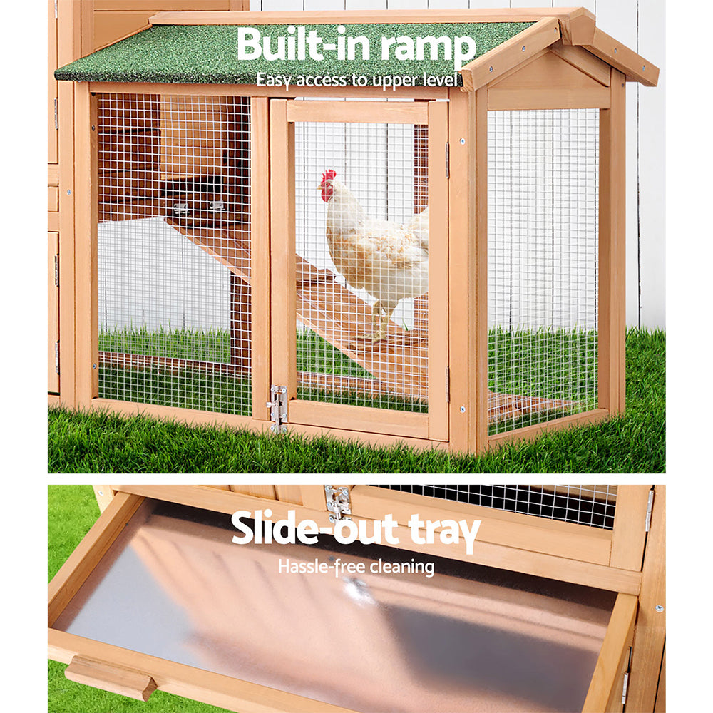 i.Pet Chicken Coop Rabbit Hutch 138cm Wide Wooden Pet Hutch-Pet Care > Coops & Hutches-PEROZ Accessories