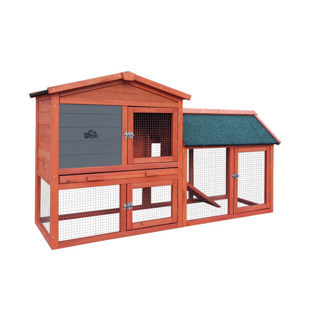 Alopet Rabbit Hutch 135 x 52 x 85cm-Wooden Hutch-PEROZ Accessories
