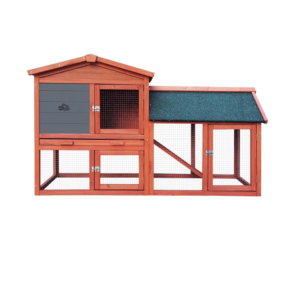 Alopet Rabbit Hutch 135 x 52 x 85cm-Wooden Hutch-PEROZ Accessories