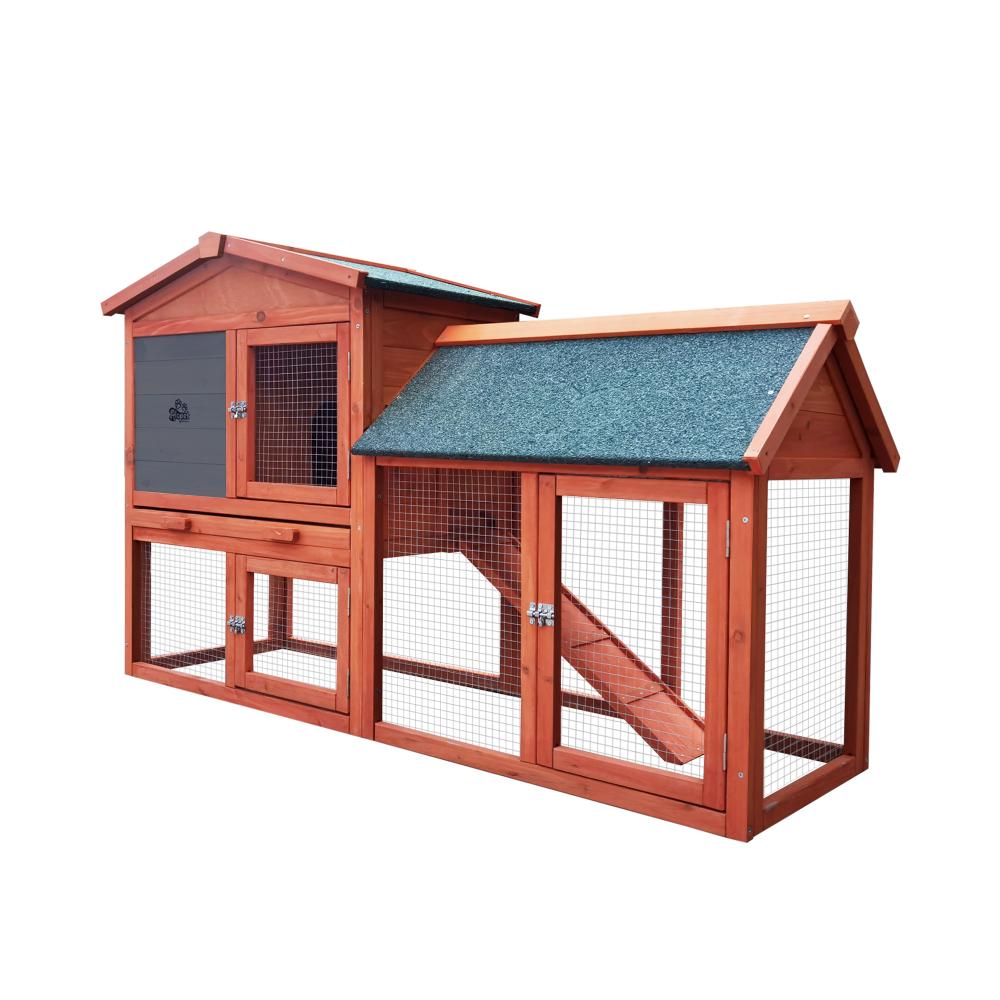 Alopet Rabbit Hutch 135 x 52 x 85cm-Wooden Hutch-PEROZ Accessories