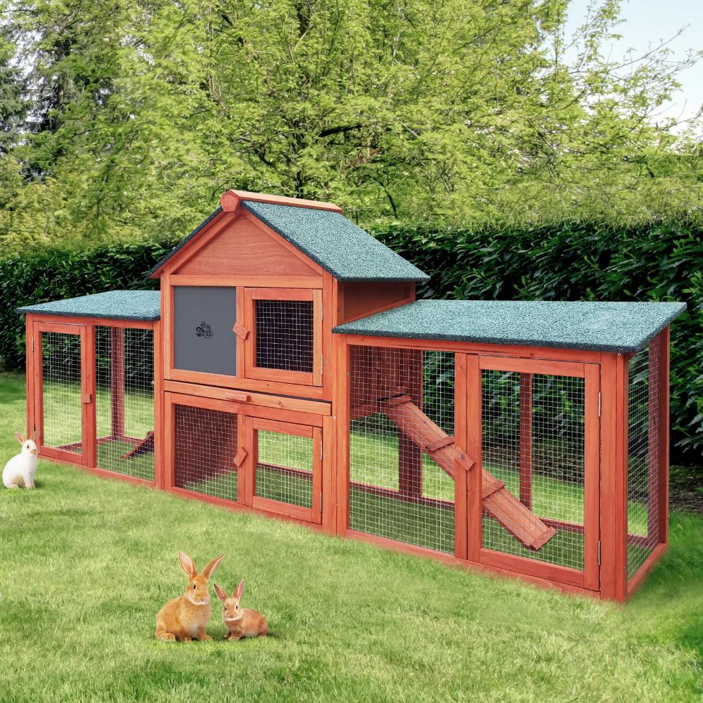 Alopet Rabbit Hutch Chicken Coop Bunny House Run Cage Wooden Outdoor Pet Hutch-Wooden Hutch-PEROZ Accessories