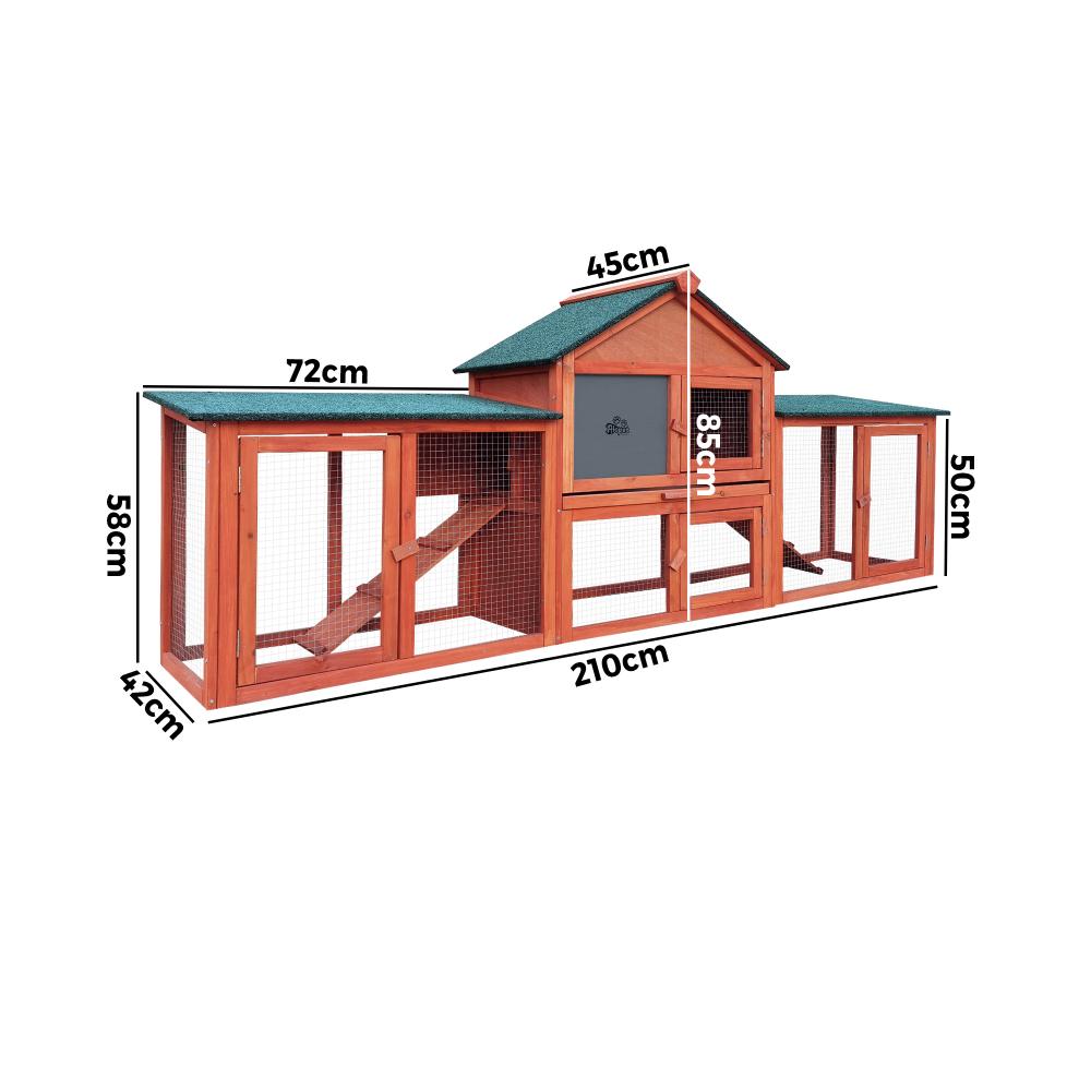 Alopet Rabbit Hutch Chicken Coop Bunny House Run Cage Wooden Outdoor Pet Hutch-Wooden Hutch-PEROZ Accessories