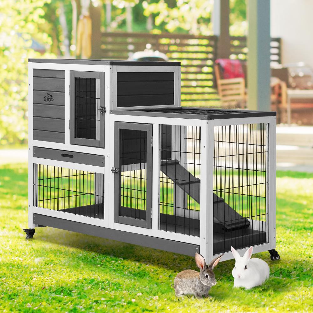 Alopet Rabbit Hutch Chichen Coop 100 x 55 x 90cm-Wooden Hutch-PEROZ Accessories