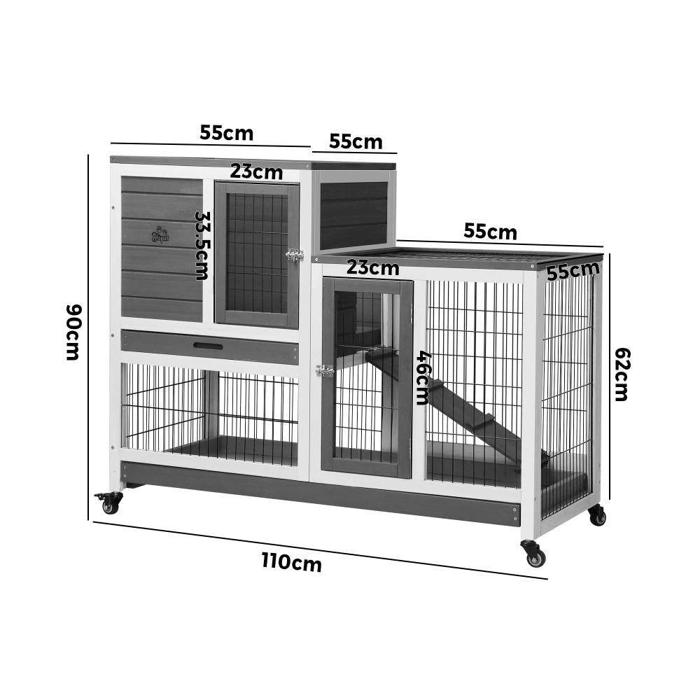 Alopet Rabbit Hutch Chichen Coop 100 x 55 x 90cm-Wooden Hutch-PEROZ Accessories