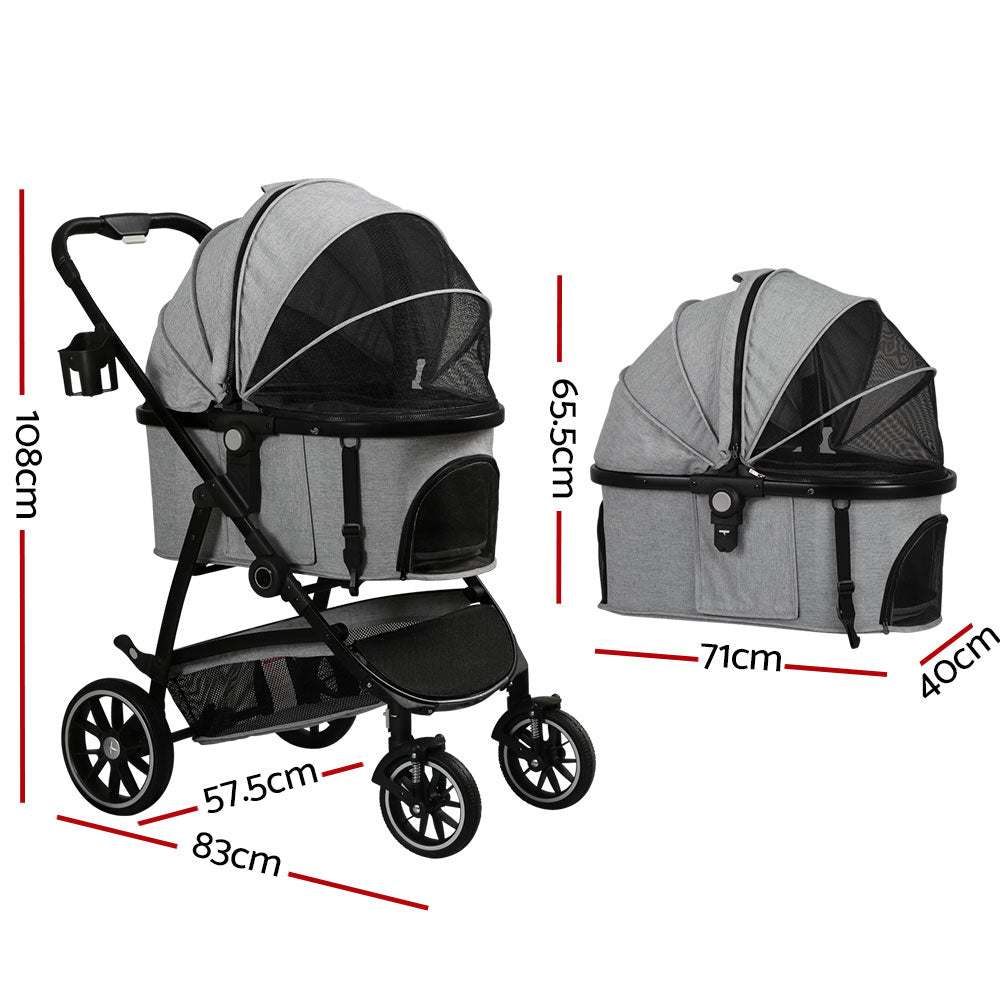 i.Pet Pet Stroller Pram Large Dog Cat Carrier Travel Pushchair Foldable 4 Wheels-Pet Care > Dog Supplies-PEROZ Accessories