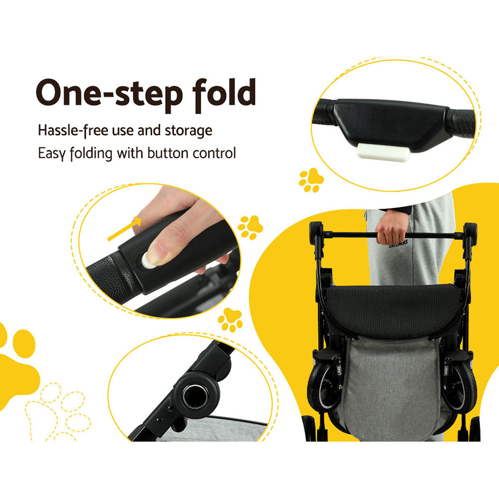 i.Pet Pet Stroller Pram Large Dog Cat Carrier Travel Pushchair Foldable 4 Wheels-Pet Care > Dog Supplies-PEROZ Accessories