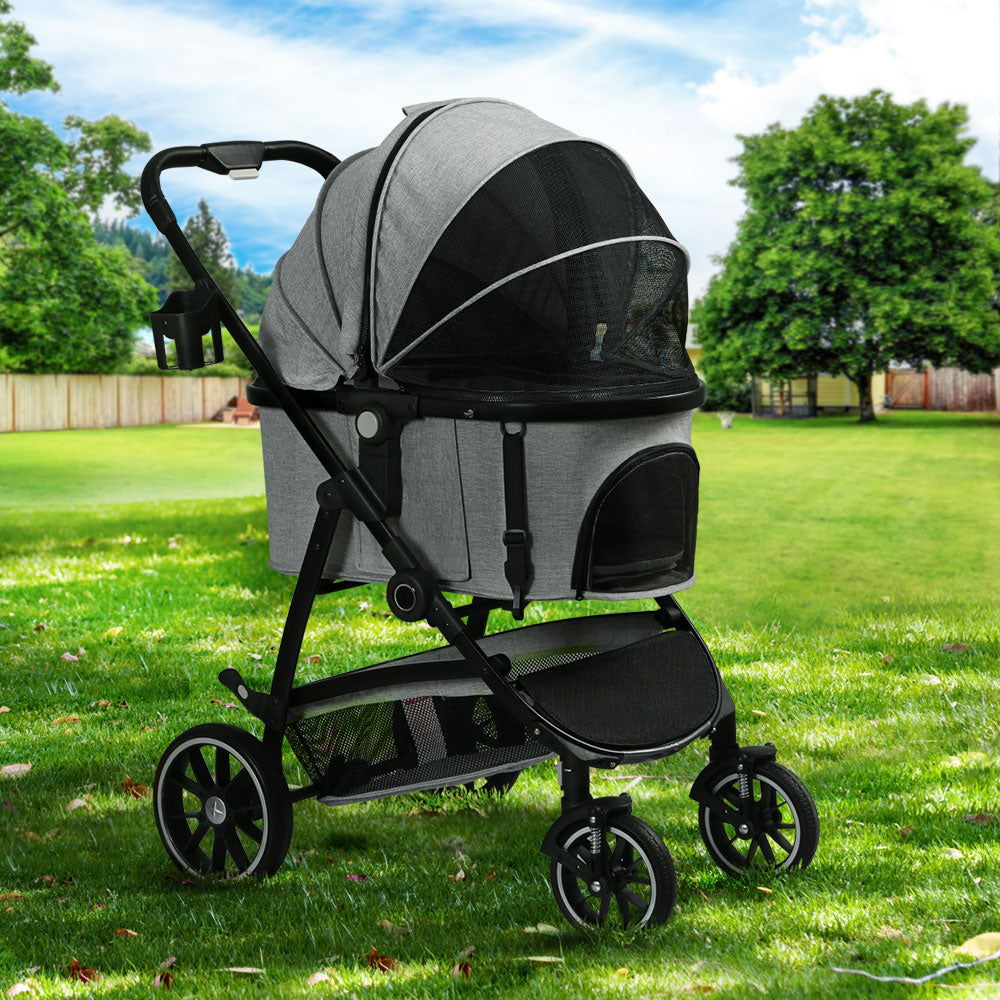 i.Pet Pet Stroller Pram Large Dog Cat Carrier Travel Pushchair Foldable 4 Wheels-Pet Care > Dog Supplies-PEROZ Accessories