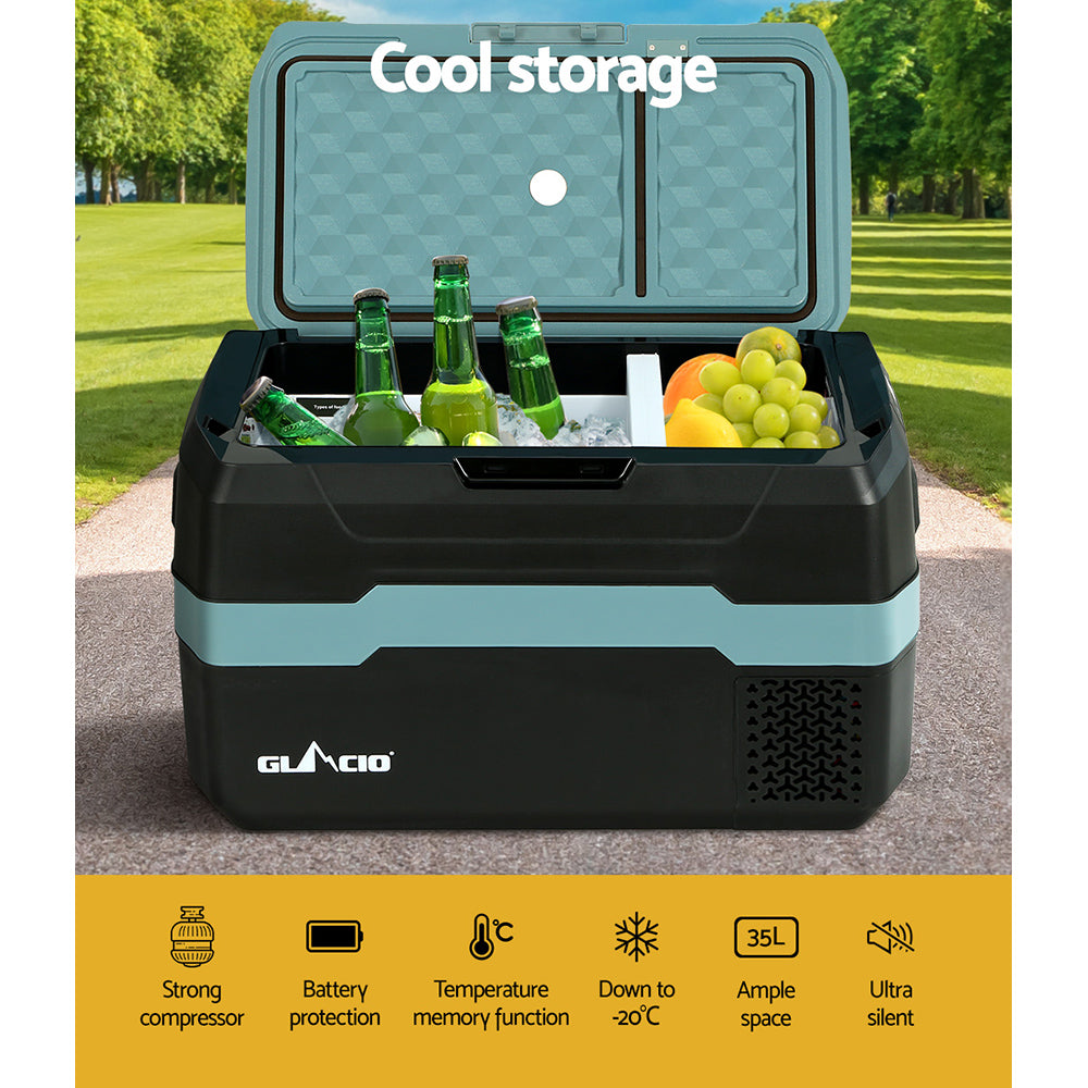 Glacio 35L Portable Fridge Freezer Fridges Cooler Camping 12V/24V/240V Caravan-Appliances > Fridges-PEROZ Accessories