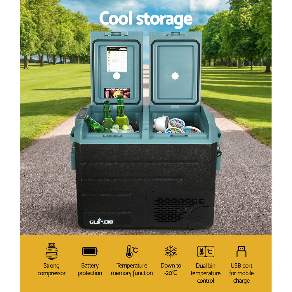 Glacio 50L Portable Fridge Freezer Fridges Cooler Camping 12V/24V/240V Caravan-Appliances > Fridges-PEROZ Accessories