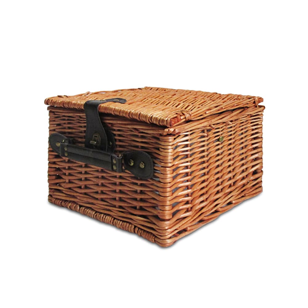 Alfresco 2 Person Picnic Basket Set Baskets Vintage Outdoor Insulated Blanket-Outdoor > Picnic-PEROZ Accessories