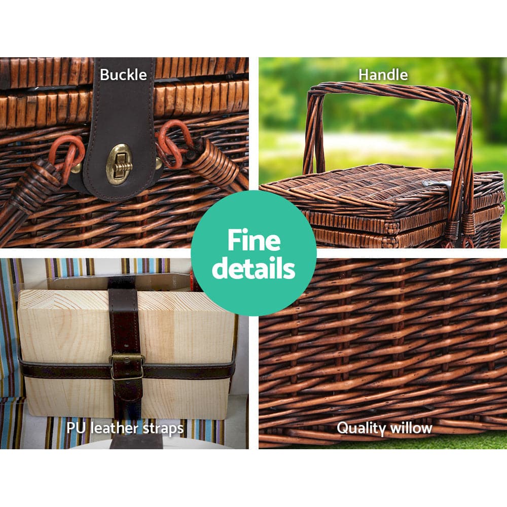 Alfresco 4 Person Picnic Basket Set Folding Insulated bag-Outdoor > Picnic-PEROZ Accessories