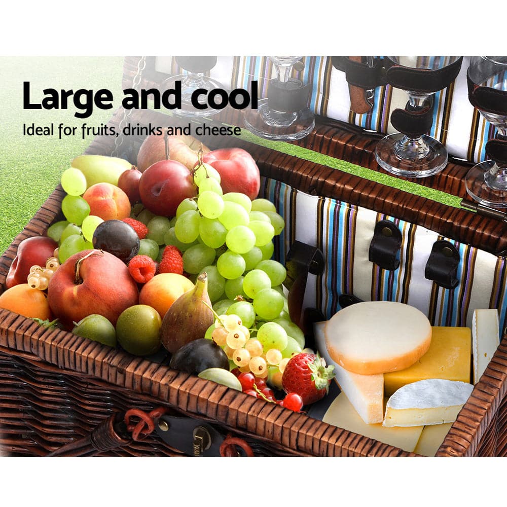 Alfresco 4 Person Picnic Basket Set Folding Insulated bag-Outdoor > Picnic-PEROZ Accessories