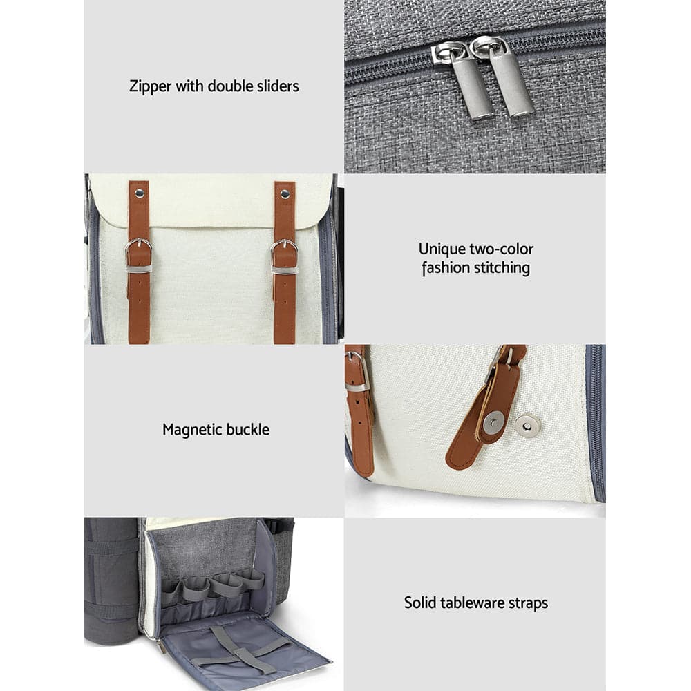 Alfresco Picnic Basket Backpack Set Cooler Bag 4 Person Outdoor Insulated Liquor-Outdoor > Picnic-PEROZ Accessories