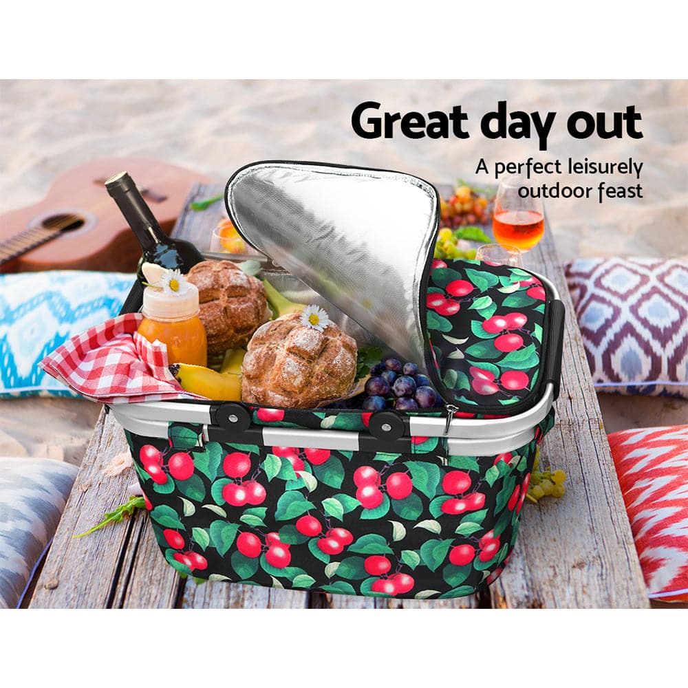 Alfresco Picnic Basket Folding Bag Hamper Insulated Storage Food Cover-Outdoor > Camping-PEROZ Accessories