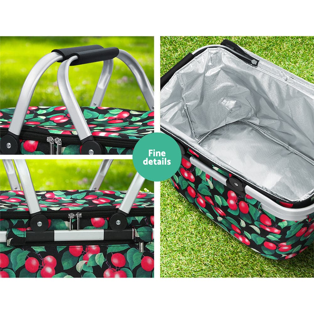 Alfresco Picnic Basket Folding Bag Hamper Insulated Storage Food Cover-Outdoor > Camping-PEROZ Accessories