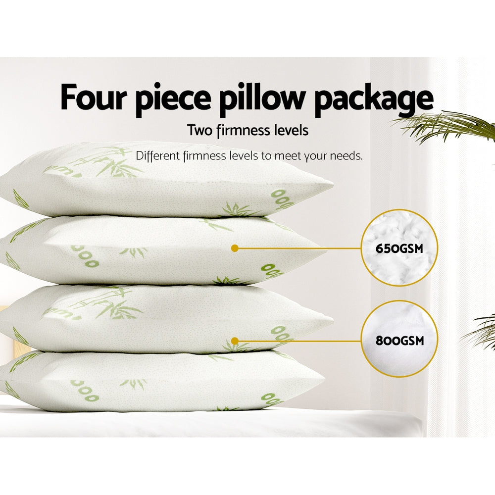 Giselle Bedding 4 Pack Bamboo Pillow Family Hotel-Home & Garden > Bedding-PEROZ Accessories